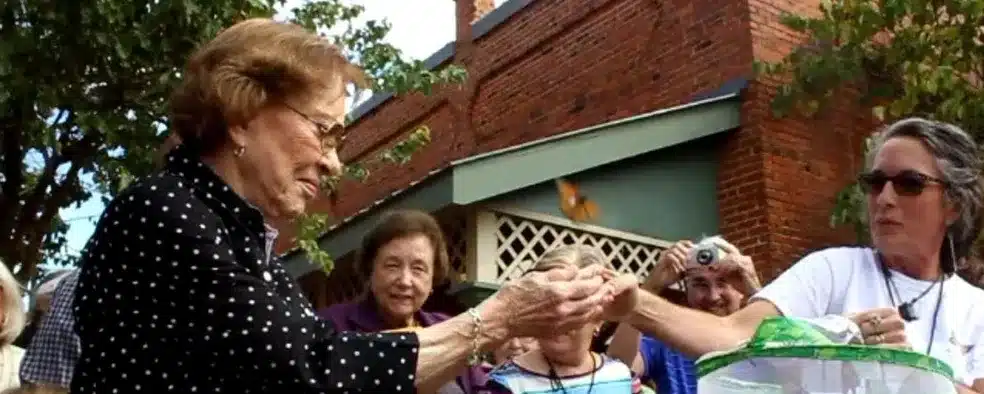 Former First Lady Rosalynn Carter Releasing Monarch Butterfly