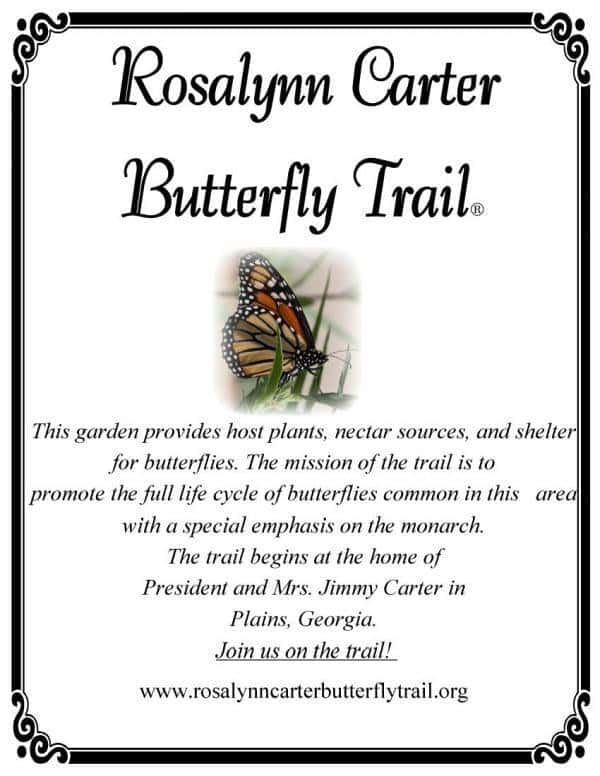 Rosalynn Carter Butterfly Trail Sign
